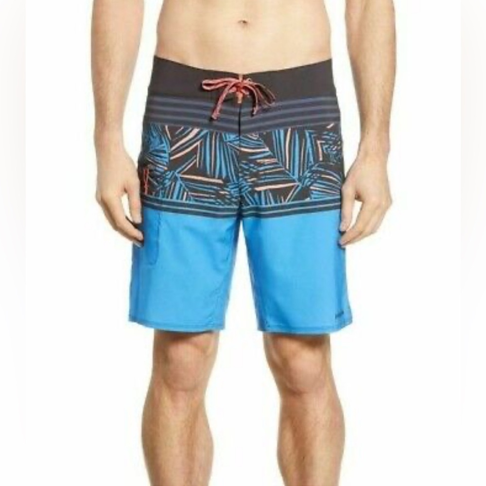 Patagonia blue patterned stretch planing board shorts- EUC